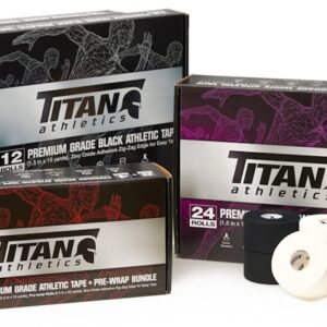 Titan Athletics - 12 Pack of Premium Quality White Athletic Tape/Sports Tape - 1.5 Inch x 45 Feet Per Roll - 100 Percent Cotton with Zinc Oxide - Easy Tear Zig Zag Design and No Sticky Residue