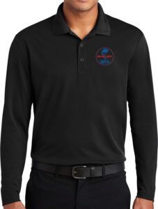 ford mustang shelby blue and red long sleeve polo, black large