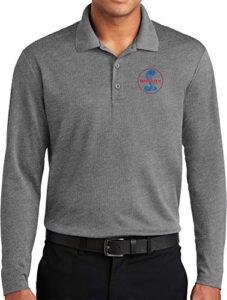 ford mustang shelby blue and red long sleeve polo, grey medium
