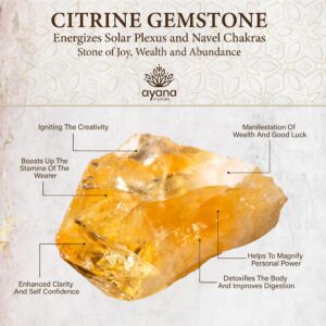 AYANA Citrine Gemstone Pendant Necklace | Natural Crystal Healing | Stone of Joy, Promotes happiness, Wealth, and Abundance | Handmade with Ethically Sourced Raw Natural Pure Gemstone