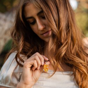 AYANA Citrine Gemstone Pendant Necklace | Natural Crystal Healing | Stone of Joy, Promotes happiness, Wealth, and Abundance | Handmade with Ethically Sourced Raw Natural Pure Gemstone