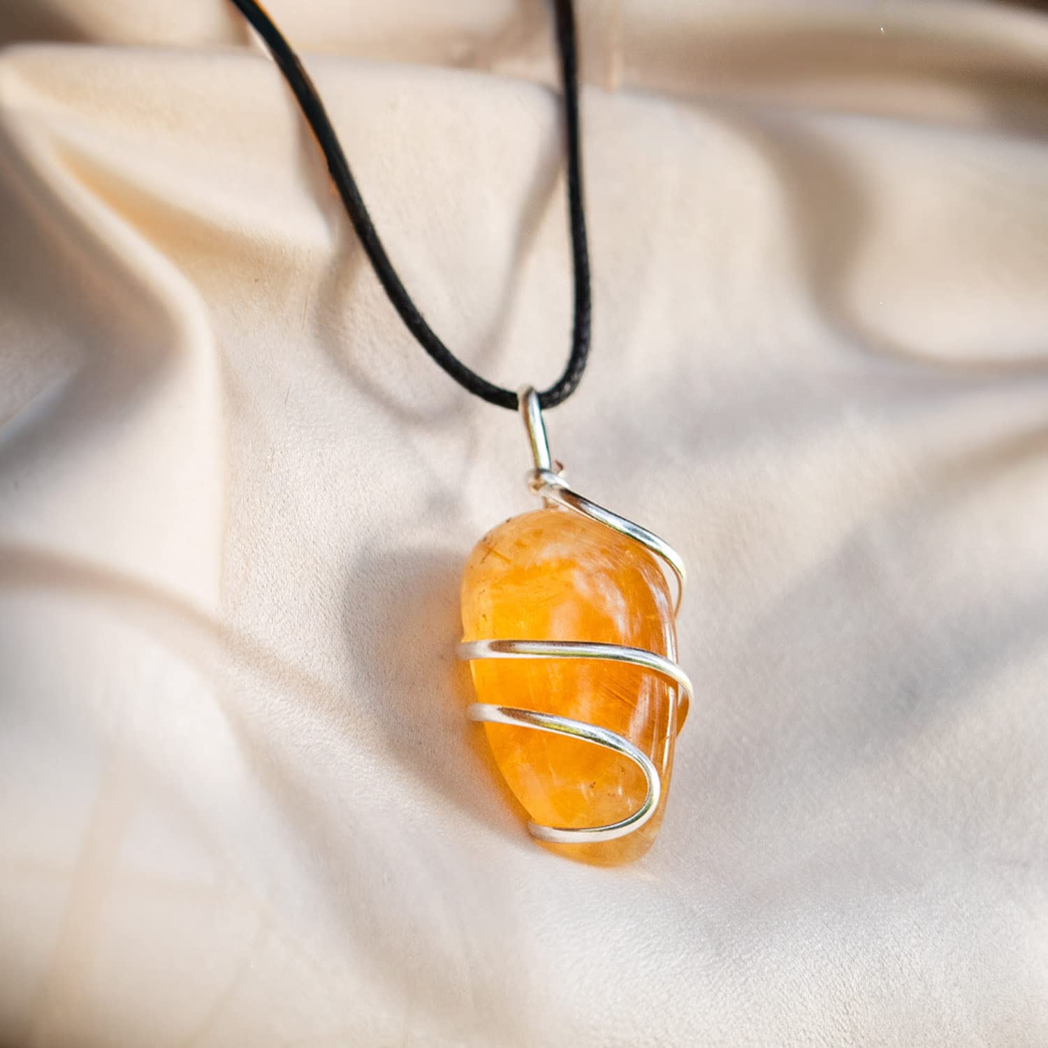 AYANA Citrine Gemstone Pendant Necklace | Natural Crystal Healing | Stone of Joy, Promotes happiness, Wealth, and Abundance | Handmade with Ethically Sourced Raw Natural Pure Gemstone