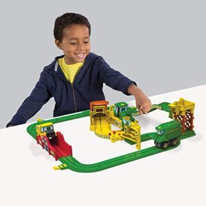 John Deere Tomy Big Loader Motorized Toy Train Set with Tractor & Magical Farm for Kids Fun Playtime, Multi