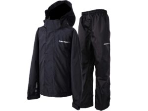 acme projects rain suit (jacket + pants), 100% waterproof, breathable, taped seam, 10000mm/3000gm, ykk zipper (men's, large, black)