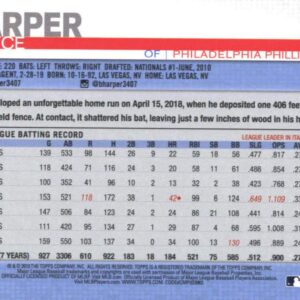 2019 Topps #400 Bryce Harper Philadelphia Phillies Baseball Card