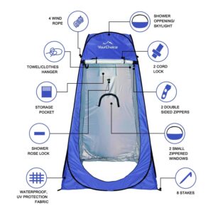 Your Choice Pop Up Camping Shower Tent, Portable Changing Room Camp Shower Toilet Privacy shelter Tents for Outdoor and Indoor with Carrying Bag, 6.2 FT Tall