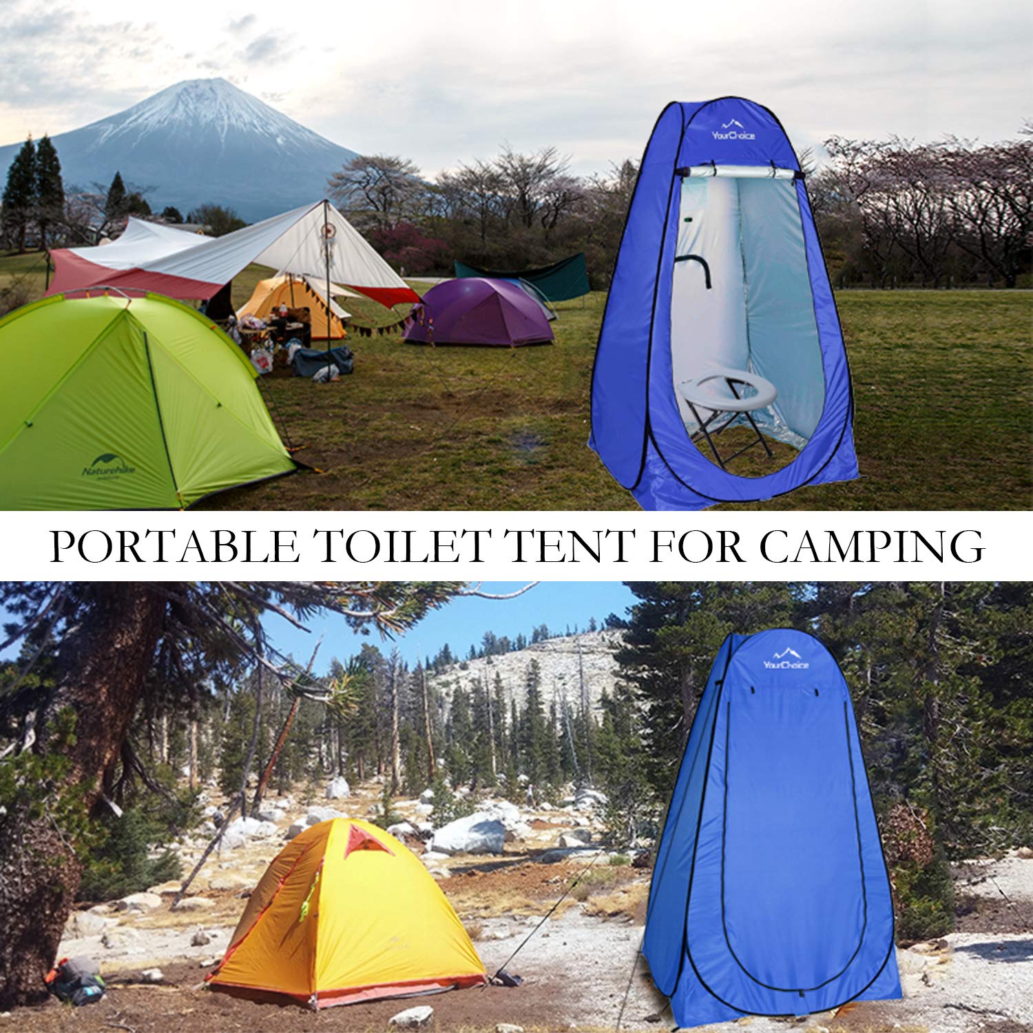 Your Choice Pop Up Camping Shower Tent, Portable Changing Room Camp Shower Toilet Privacy shelter Tents for Outdoor and Indoor with Carrying Bag, 6.2 FT Tall