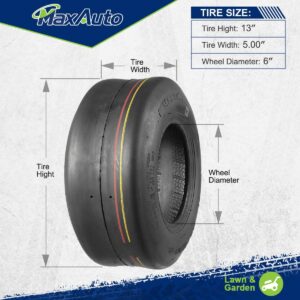 MaxAuto 2 Pcs 13X5.00-6 Turf Tires for Lawn Mower 4PR Tubeless