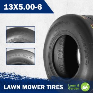 MaxAuto 2 Pcs 13X5.00-6 Turf Tires for Lawn Mower 4PR Tubeless