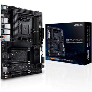asus amd am4 pro ws x570-ace atx workstation motherboard with 3 pcie 4.0 x16, dual realtek and intel gigabit lan, ddr4 ecc memory support, dual m.2, u.2, and control center