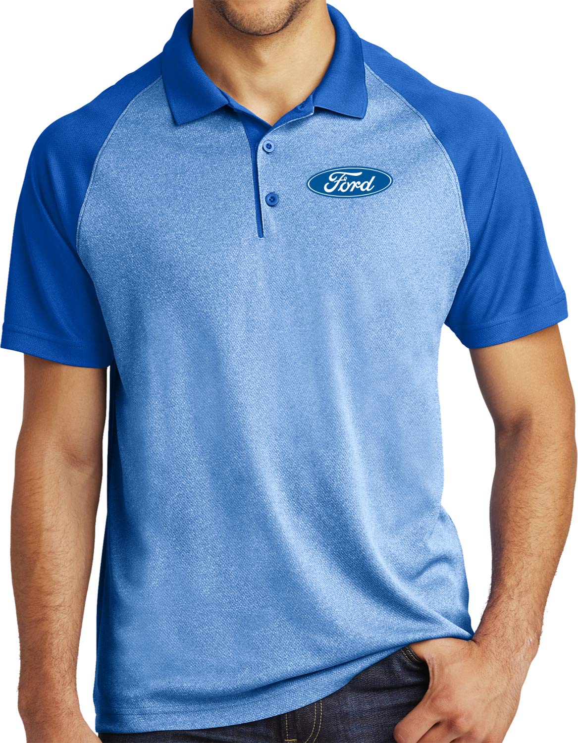 Ford Oval Pocket Print Raglan Polo, Royal Medium