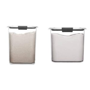 Rubbermaid Brilliance Pantry 16 and 12 Cup Flour & Sugar Storage Container Set, Clear, 4-Piece Set (2 Bases with Lids)