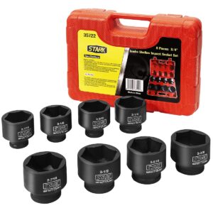 stark usa premium 3/4" inch drive large jumbo shallow impact socket set sae (2-1/16" - 2-1/2") cr-mo steel 6-point, 8-piece socket set with carrying case