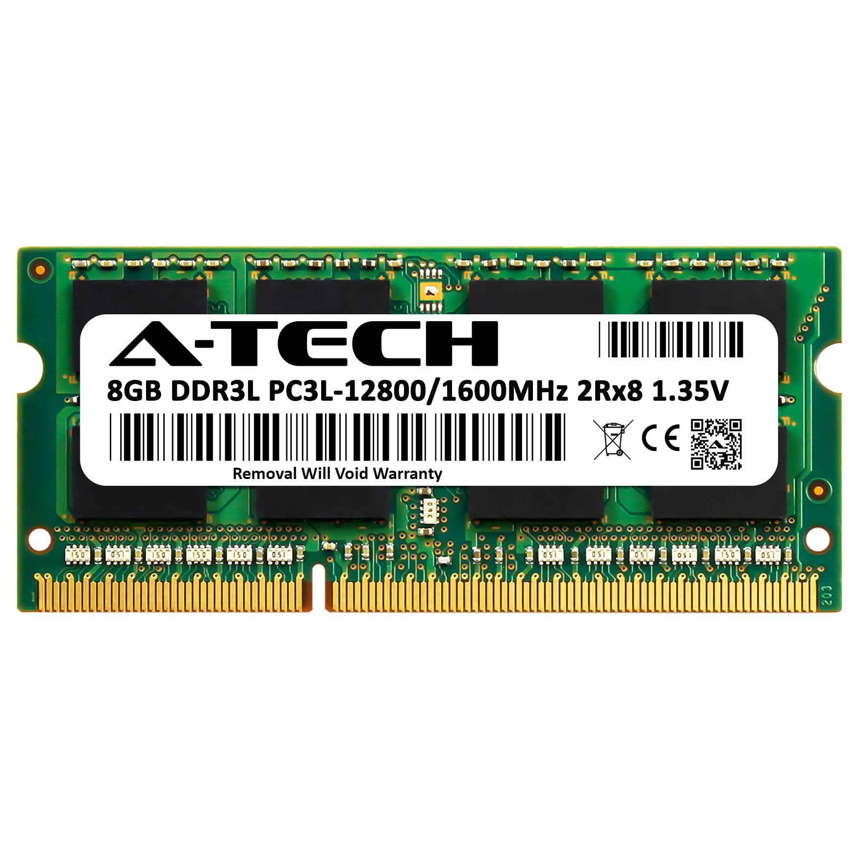 A-Tech 8GB RAM Replacement for CT102464BF160B | DDR3/DDR3L 1600MHz PC3L-12800 (PC3-12800) CL11 SODIMM 2Rx8 1.35V Non-ECC SO-DIMM 204-Pin Laptop, Notebook Memory Module