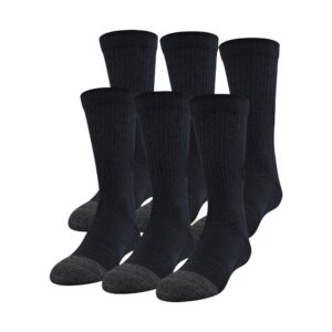 under armour unisex-child performance tech crew socks, multipairs , black (6-pairs) , small