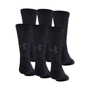 Under Armour Unisex-Child Performance Tech Crew Socks, Multipairs , Black (6-Pairs) , Small