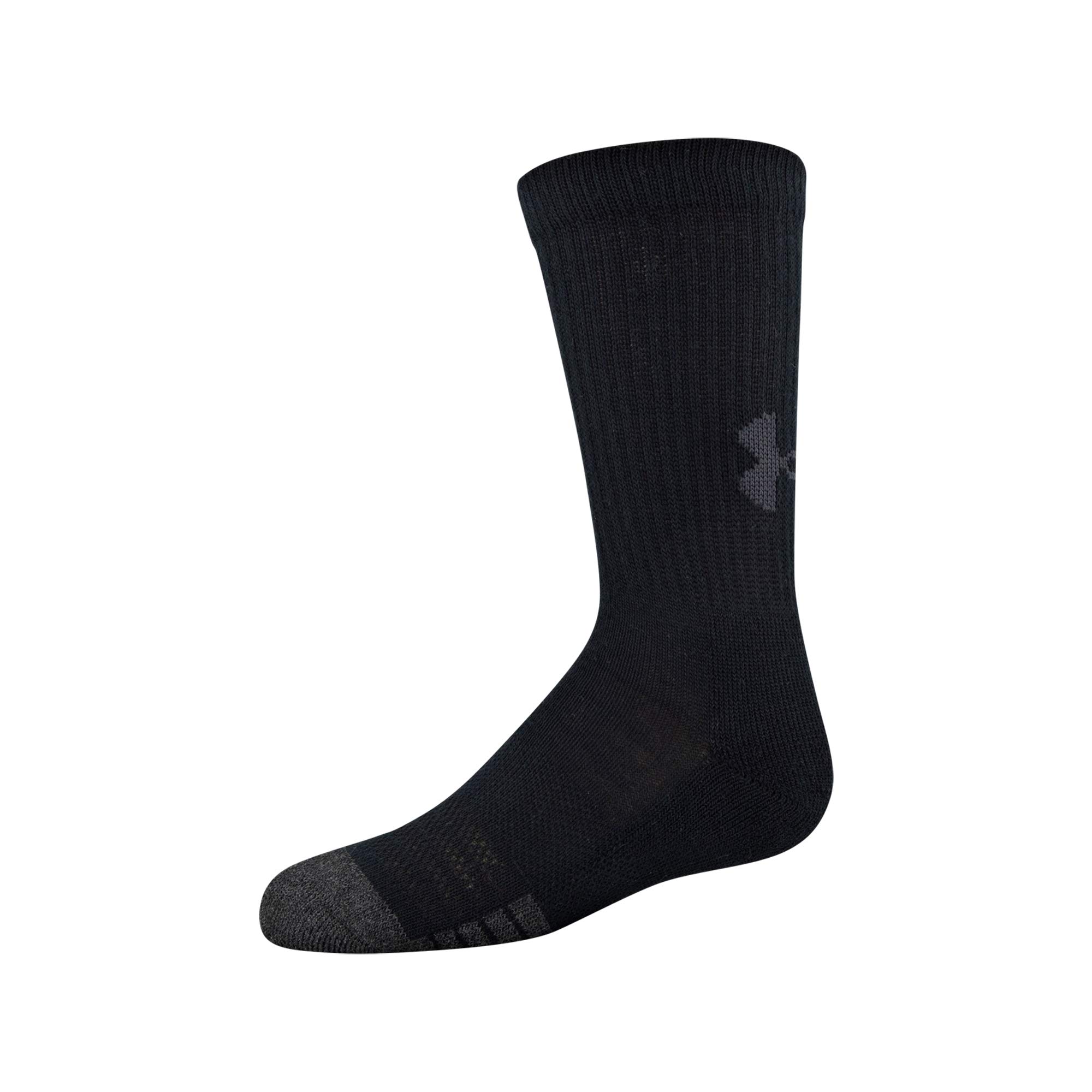 Under Armour Unisex-Child Performance Tech Crew Socks, Multipairs , Black (6-Pairs) , Small