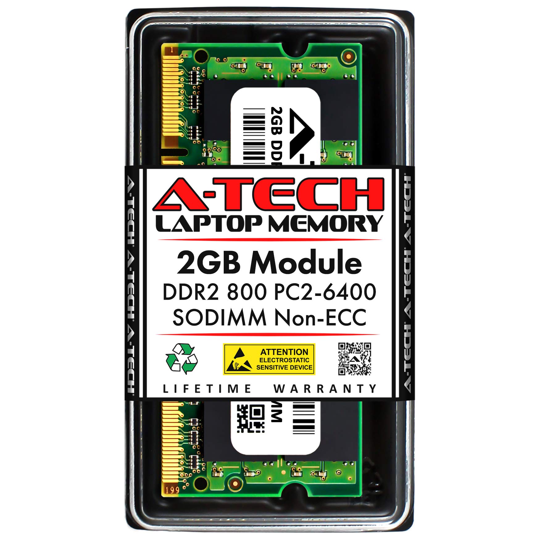 A-Tech 2GB RAM Replacement for CT25664AC800 | DDR2 800MHz PC2-6400 CL6 SODIMM 1.8V Non-ECC SO-DIMM 200-Pin Laptop, Notebook Memory Module