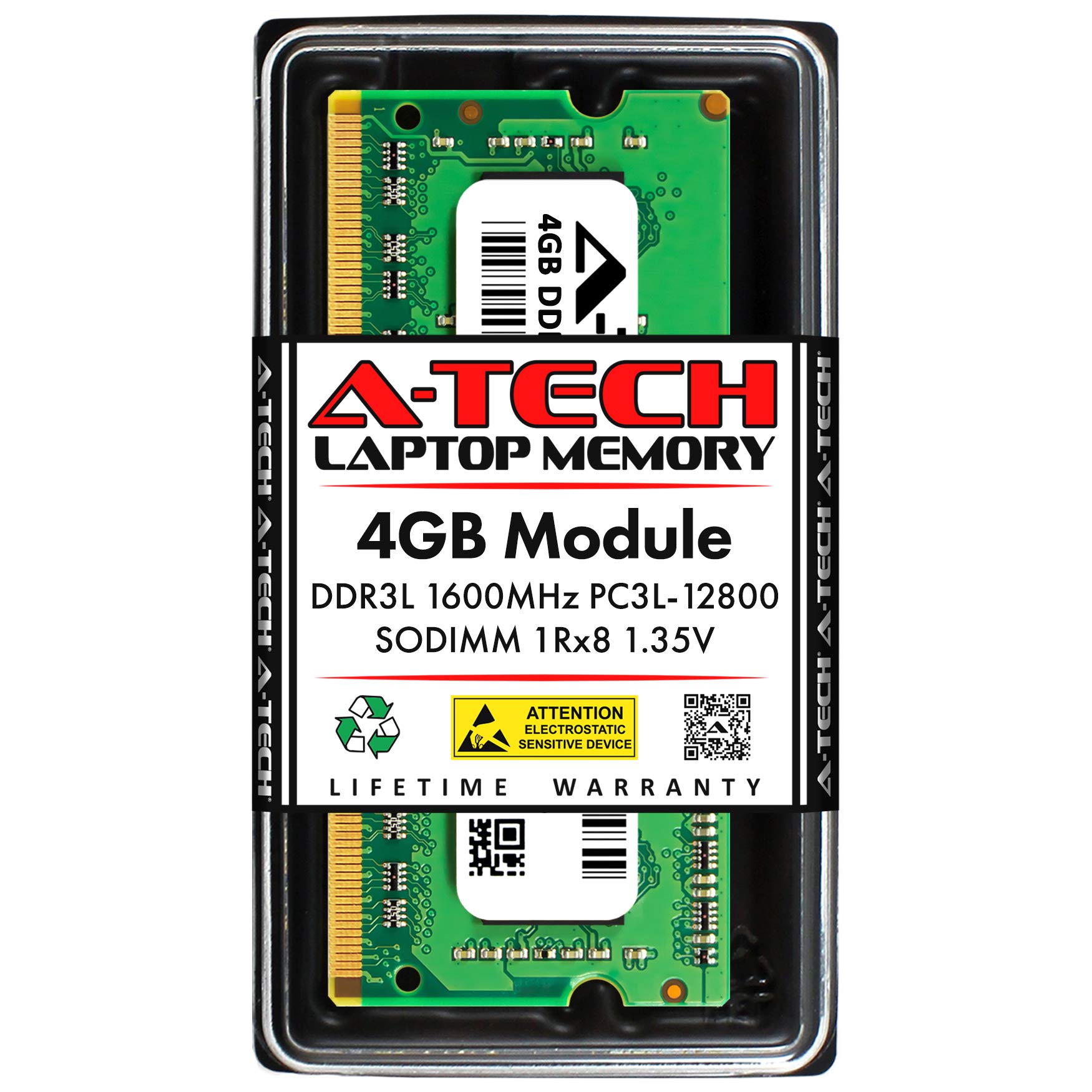 A-Tech 4GB RAM Replacement for Samsung M471B5173QH0-YK0 | DDR3/DDR3L 1600MHz PC3L-12800 1Rx8 1.35V SODIMM 204-Pin Memory Module