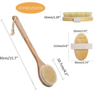 TEMEAYE Dry Brushing Body Brush Sets Wooden Handle Combined with Medium Strength Natural Bristles Gentle Exfoliator Remove Cellulite Lymphatic Drainage Makes The Skin of The Entire Body Softer