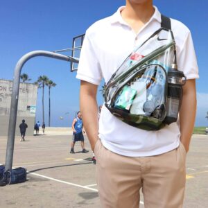 HULISEN Clear Sling Bag, Clear Bag Stadium Approved, Transparent Shoulder Crossbody Backpack Chest Casual Daypack