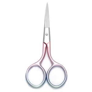 motanar multicolor professional grooming scissors for personal care facial hair removal and ear nose eyebrow trimming stainless steel fine straight tip scissors 3.9 inch (pink)