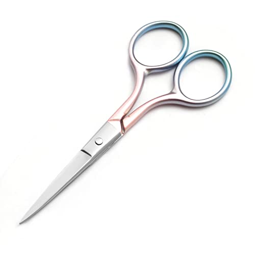 Motanar Multicolor Professional Grooming Scissors for Personal Care Facial Hair Removal and Ear Nose Eyebrow Trimming Stainless Steel Fine Straight Tip Scissors 3.9 Inch (Pink)