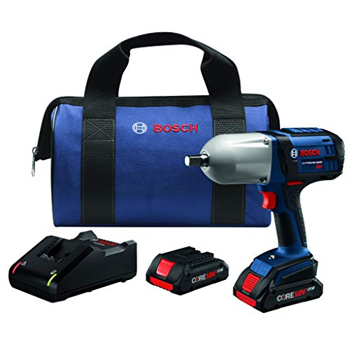 Bosch HTH181-B25 18V High Torque Impact Wrench w/Pin Detent w/ (2) 4.0 Ah CORE Compact Batteries