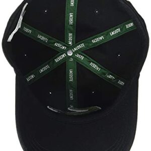 Lacoste mens Lacoste "Big Croc" Twill Adjustable Leather Strap Hat Cap, Black, One Size US