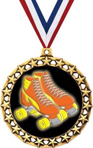 roller skating medal, 2 1/2" galaxy star roller skates medals, great skating awards 1 pack prime