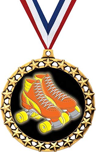 Roller Skating Medal, 2 1/2" Galaxy Star Roller Skates Medals, Great Skating Awards 1 Pack Prime