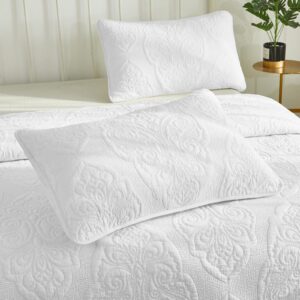 brandream white paisley quilted pillow shams king size pillow cases set of 2 100% cotton soft decorative pillow covers