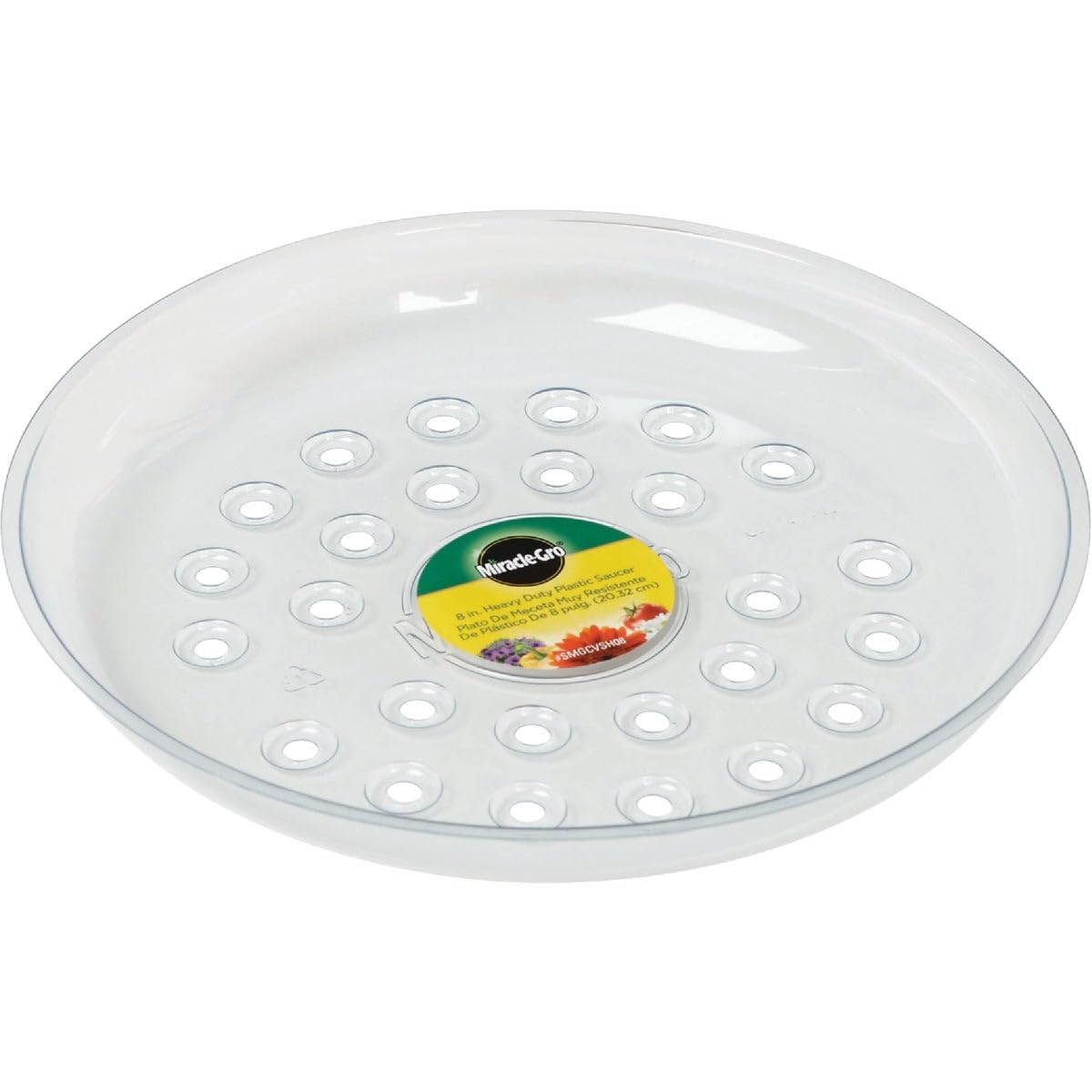 Miracle-Gro SMGCVSH08 8" Heavy Duty Plastic Saucer, Clear