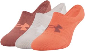 under armour women's breathe lite ultra low socks, multipairs , peach plasma assorted (3-pairs) , medium