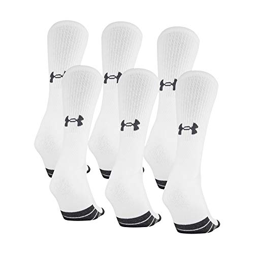 Under Armour Adult Performance Tech Crew Socks, Multipairs , White (6-Pairs) , Large