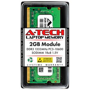 a-tech 2gb ram replacement for ct25664bc1339 | ddr3 1333mhz pc3-10600 cl9 sodimm 1rx8 1.5v non-ecc so-dimm 204-pin laptop, notebook memory module