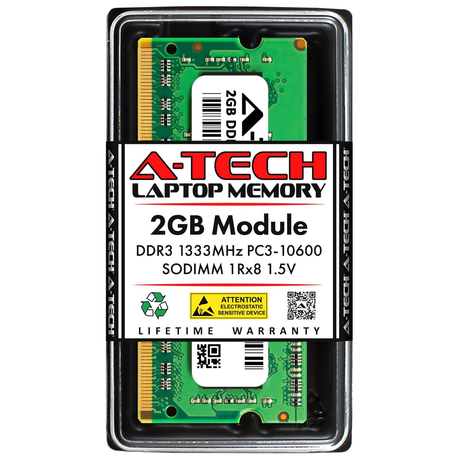 A-Tech 2GB RAM Replacement for CT25664BC1339 | DDR3 1333MHz PC3-10600 CL9 SODIMM 1Rx8 1.5V Non-ECC SO-DIMM 204-Pin Laptop, Notebook Memory Module