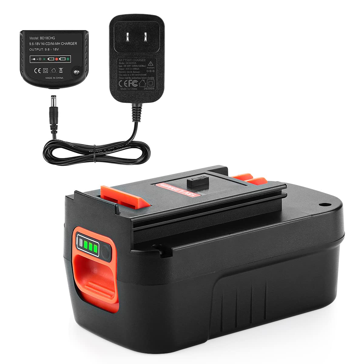 Powilling 6.0Ah 18V Lithium HPB18 Battery Compatible with Black and Decker HPB18 HPB18-OPE 244760-00 A1718 FS18FL FSB18 Firestorm Battery Black and Decker 18 Volt Battery Include Charger