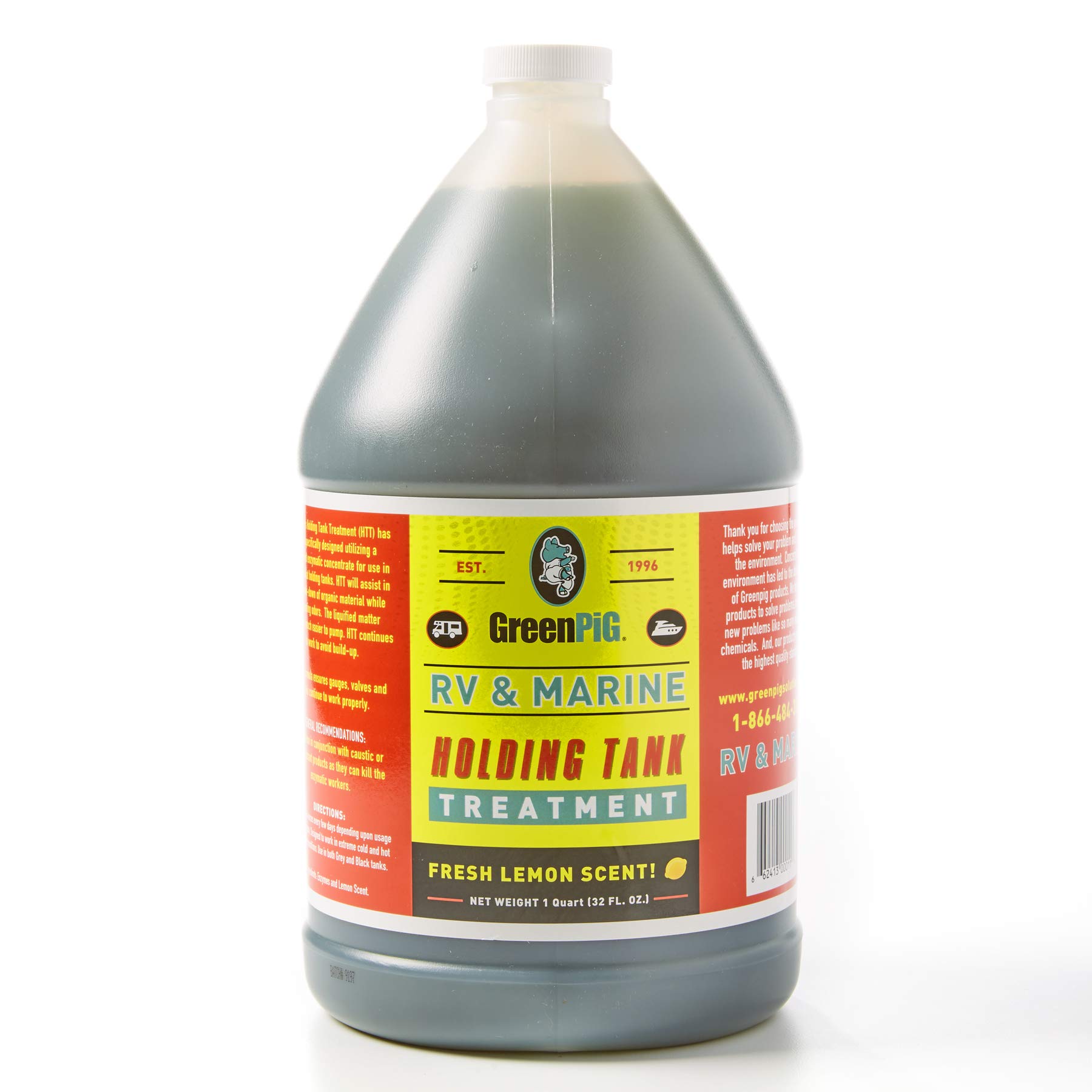 GREEN PIG RV and Marine Holding Tank Treatment, Breaks Down Waste, Eliminates Odors, Environmentally Friendly, 1 Gallon