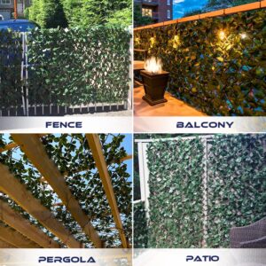 artificial expandable ivy leaf faux leaves privacy fence screen for outdoor indoor backyard patio balcony (single sided leaves, 2 packs)