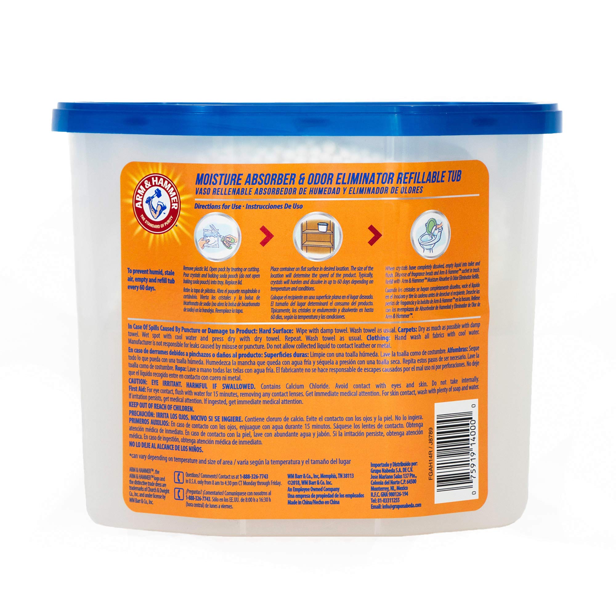 Arm & Hammer AH Refillable Tub 2 Amazon Moisture Absorber, 14 oz (2 Pack), White,Blue, 28 Oz