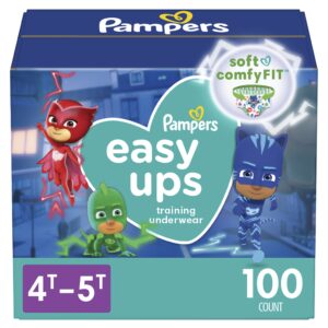 pampers easy ups boys & girls potty training pants - size 4t-5t, 100 count, training underwear (packaging may vary)