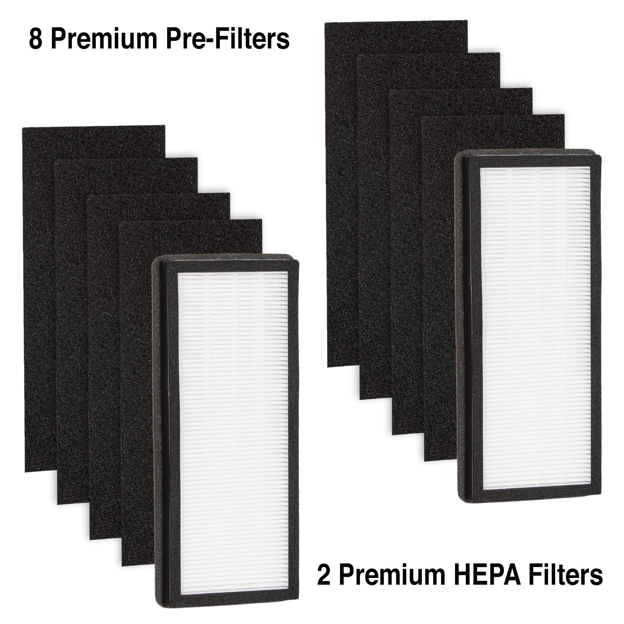 Climestar 2-Pack H13 Grade True HEPA Filters and 8 Pre-Filter Set Compatible Replacement for VEVA 8000 Elite Pro Series Air Purifier – (2 Year Supply)