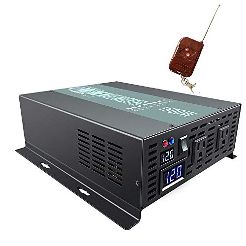 WZRELB 1500W 12V 120V Pure Sine Wave Solar Power Inverter with Remote Control Switch