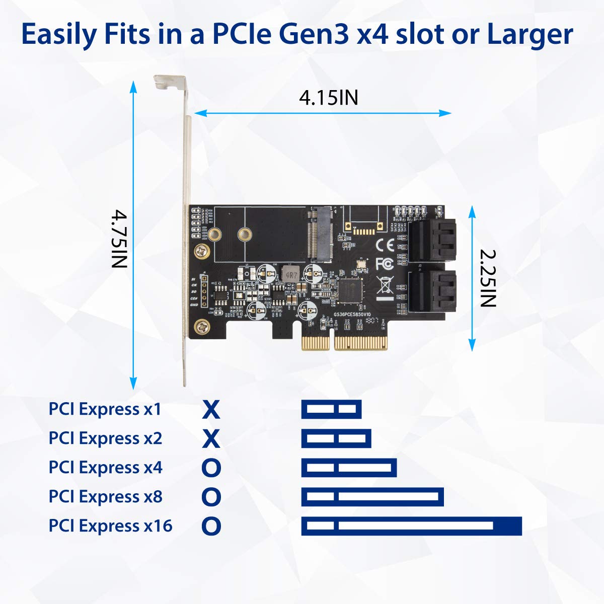 IO Crest SI-PEX40138 Internal 4 Port Non-Raid SATA III 6GB/S with M.2 B-Key 22x42 Pci-E X4 Controller Card for Desktop PC Support SSD and HDD with Low Profile Bracket. JMB585 Chipset