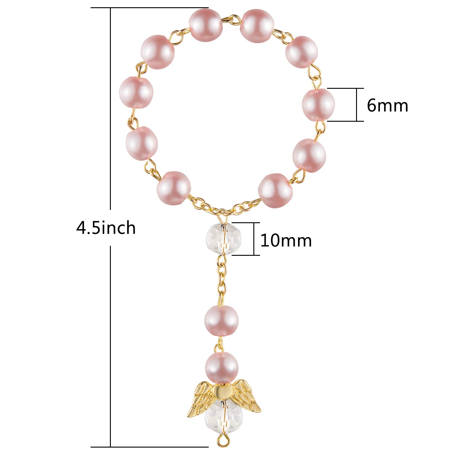 30 Pieces Baptism Rosary Acrylic Rosary Beads Mini Rosaries with Angel for The First Communion Baptism Party Favors (Pink Gold)