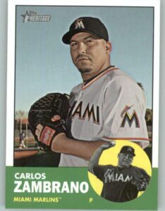 2012 topps heritage #473 carlos zambrano marlins mlb baseball card (sp - short print) nm-mt