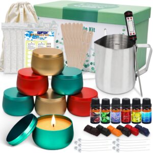 candle making kit, beeswax scented candles supplies arts and crafts for adults and teens gift set for women including fragrance, soy wax, cotton wicks, metal pot, candle dyes, candle jars and more