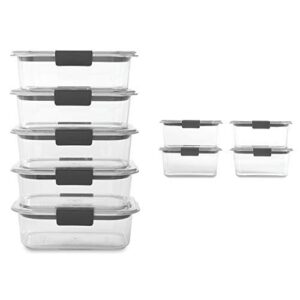 rubbermaid brilliance 3.2 and 4.7 cup food storage container set, clear, 18-piece set (9 bases with lids)