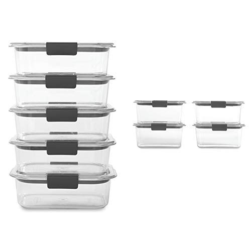 Rubbermaid Brilliance 3.2 and 4.7 Cup Food Storage Container Set, Clear, 18-Piece Set (9 Bases with Lids)